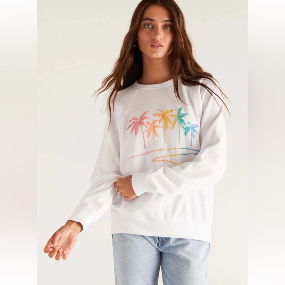 Z Supply Vintage Palm Women's Sweatshirt Size Small NWT